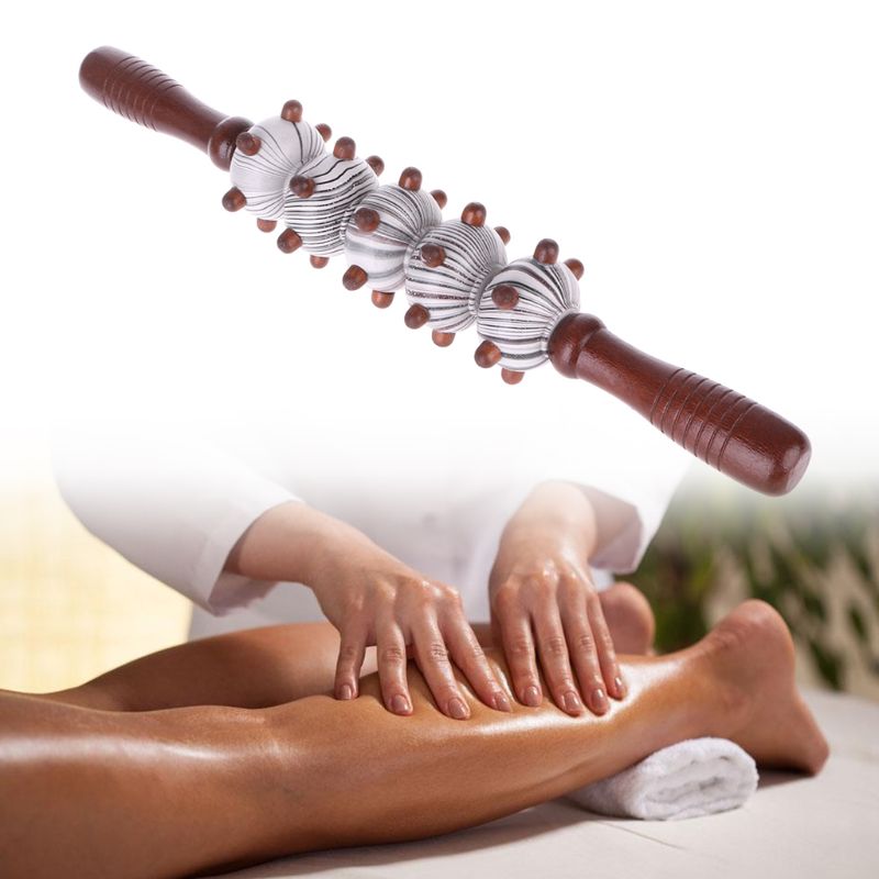 1PCS Wood Massage Stick Roller Massager tool Reflexology Hand Foot Therapy full - Posturepex
